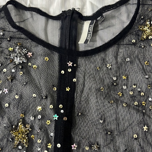 🌸 TOPSHOP Sheer Sequins top - S - Picture 2 of 4